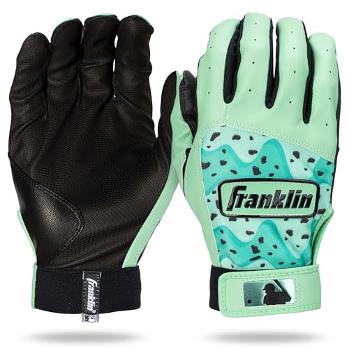 Franklin Sports MLB Youth Batting Gloves - Digitek Camo Baseball + Softball - Premium Leather - Many Sizes + Colors - Youth - color: Mint/Black, size: Small