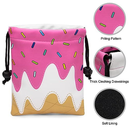 Golf Valuables Pouch, Leather Golf Tee Pouch with Drawstring Closure Golf Ball Tee Handbag Portable Golf Accessories - color: Ice Cream Pink