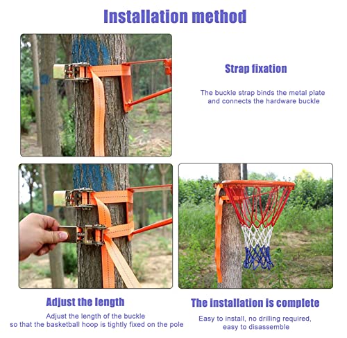 Adjustable Indoor/Outdoor Wall Mounted Basketball Hoop, Basketball Goal for Tree/Pole Hanging, Kids Adults Basketball Rim, Easy to Install - color: Punch-free Children's Models