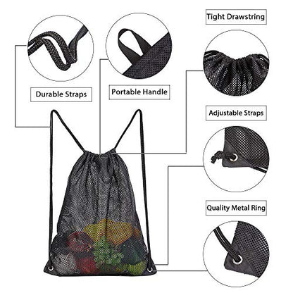 COVAX Heavy Duty Mesh Drawstring Bag, Sport Equipment Storage Bag for Beach, Swimming