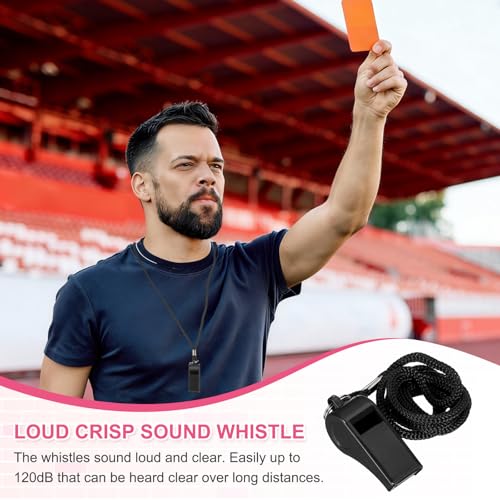 Whistles with Lanyard, Training Sports -Fitting for (Coaches/Referee/Outsides/Team Events) - color: Black