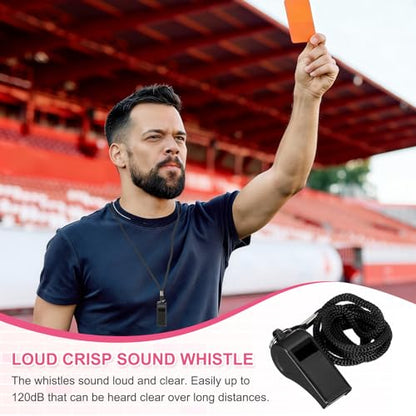 Whistles with Lanyard, Training Sports -Fitting for (Coaches/Referee/Outsides/Team Events) - color: Black