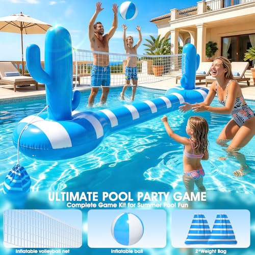 2026 Pool Volleyball Net With Lights,Inflatable Volleyball Net For Pool,Floating Swimming Game Toy for Kids&Adults,Solar pool Volleyball Set,Volleyball Net For Inground Pools,Water Sport Pool Party-L