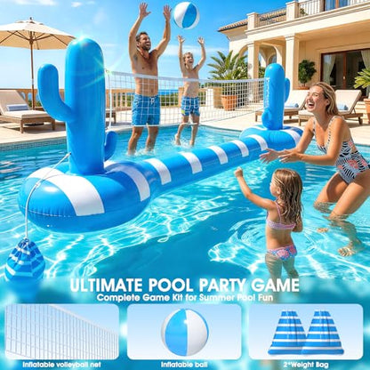 2026 Pool Volleyball Net With Lights,Inflatable Volleyball Net For Pool,Floating Swimming Game Toy for Kids&Adults,Solar pool Volleyball Set,Volleyball Net For Inground Pools,Water Sport Pool Party-L