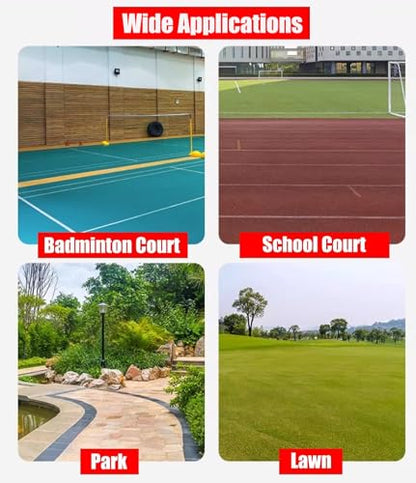 Badminton Net Stand Portable 1.55M Badminton Net Frame Poles, Freestanding Sport Training Equipment for Court/Beach/Driveway, Pu Wheels& Easy to Move