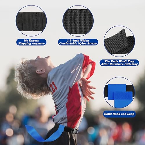 Flag Football Belts, Flag Football Set for Adults Kids and Youth, Flag Football Flags for Players Training Competition - color: Yellow and Blue,30 Flags,10 Players