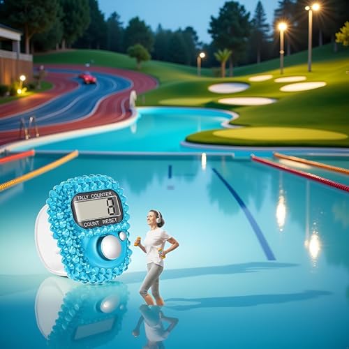Electronic Finger Tally Counter Clicker Counter,Convenient Portable Digital Display Tally Counter,Resettable Mini Lap Counter for Golf Goods Counting Accessories,Track and Field Lap Counters - color: Blue