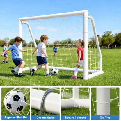 MOPHOTO Soccer Goal for Backyard, 6x4ft/8X6ft/10X6.5ft/12X6ft PVC Soccer Goal with Training Cones & Target Net, Lightweight Soccer Practice Net for Teens - size: 6x4ft, style: Foldable
