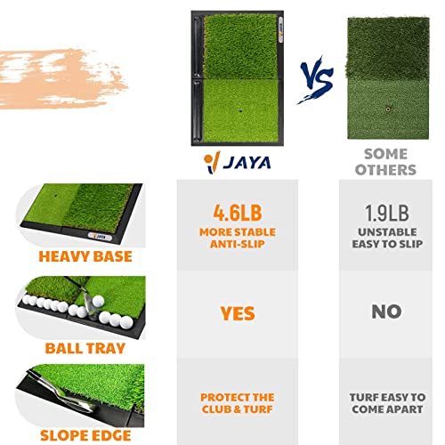 JAYA Golf Hitting Mat with Heavy Rubber Base, Foldable Golf Practice Mat for Indoor & Outdoor Training, Dual Turf Fairway & Rough Grass Mat for Swing, Chipping and Driving Practice - size: 25" x 17"