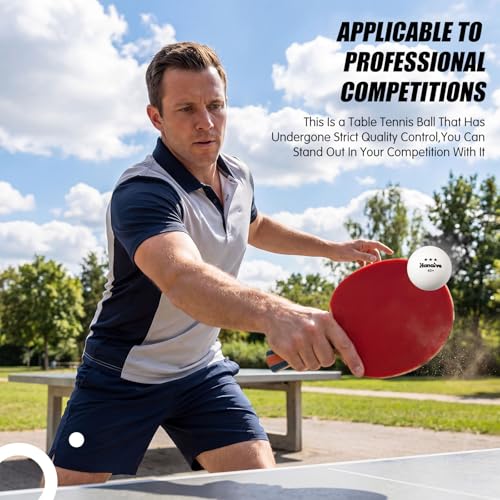 Hanaive 80 Pcs 3 Star Table Tennis Balls, 40+mm ABS Training Table Tennis Balls Bulk for Practice Competition and Recreational Play, Indoor and Outdoor Compatible - color: White