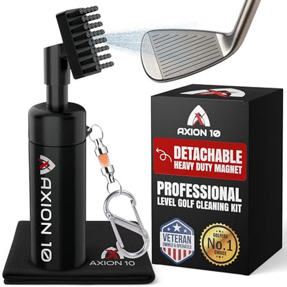 Magnetic Golf Club Brush with Water & Towel – Premium Leak-Proof Golf Brush and Groove Cleaner, Nylon Bristle, Strong Magnetic Clip – Golf Club Cleaner for Irons, Wedges, Balls and Shoes