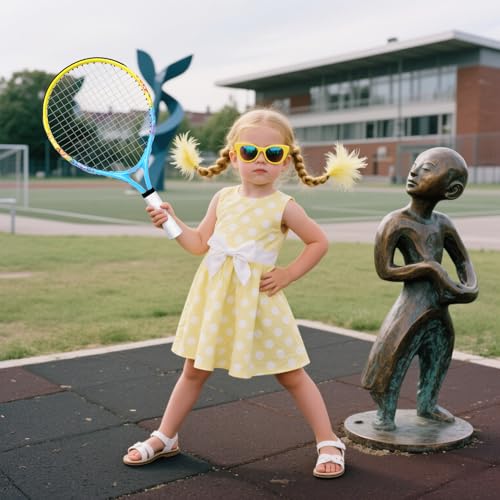 17"-23" Kids Tennis Racket for Aged 2-9, Lightweight and Durable, Including 1 Toddler Tennis Racket and 1 Replacement Grip Tapes