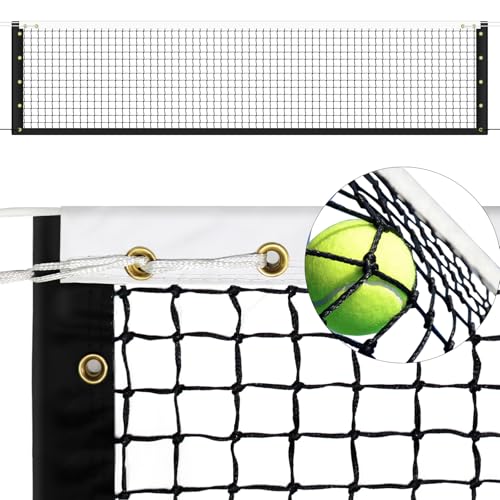 Tennis Net Professional Tennis Court Net 42FT Replacement Nets Heavy Duty Sport Nets with 2 Fiberglass Dowels, Compatible with Outdoor Indoor Standard Courts - size: Single-Layer Net