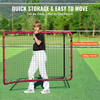 VEVOR Baseball and Softball Rebounder Net, PitchBack Baseball Pitching Net, Volleyball Pitch Return Trainer Rebound Net with Pitching Target, All Angle Fielding Rebound Net for Grounders Pop Flies - style: 3X4.5FT