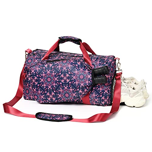Boulder Bee Pickleball Bags, Premium Pickleball Tote Bag for Girls, Women’s Hand/Shoulder Gym Bag w Water Bottle Holder, with Pickleball Racquet/Paddle Holder - color: Duffel Bag-Baroque