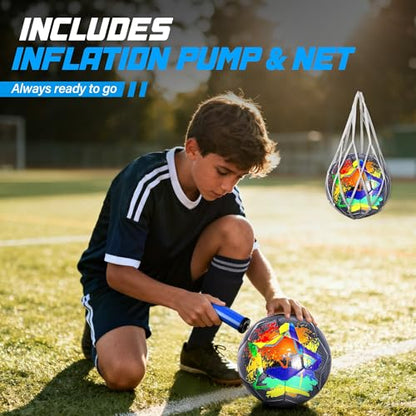 Size 4 Soccer Ball, Durable Long-Lasting Construction Soccer Balls for Kids Teens Boys Girls Youth Soccer Players Skill Practicing Training Gifts