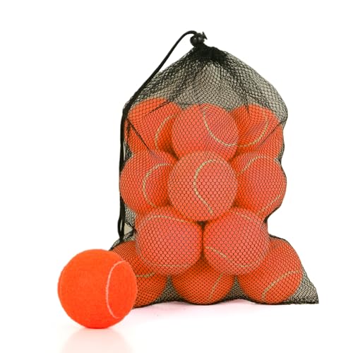 12/18 Pack Tennis Balls for Training, Pet Dog Playing, and Practice with Mesh Bag for Transport and Beginner Training - color: Orange-12Pack