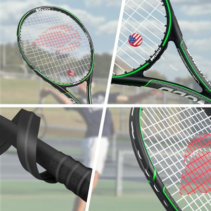 Adult 2 Player Tennis Racket Perfect for Beginner and Professional Players, 27” Speed Tennis Racquet Include Overgrips, Tennis Bag, Vibration Dampes, Covers - color: 2 Pack-3 Ball