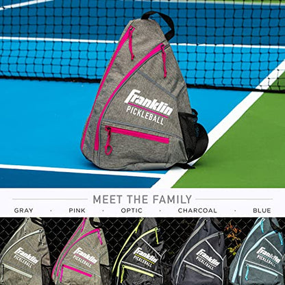 Franklin Sports Pickleball Bags - Sling Bag Backpack for Gear + Equipment - Men + Women - Holds Paddles, Balls + Accessories - color: Gray/Pink