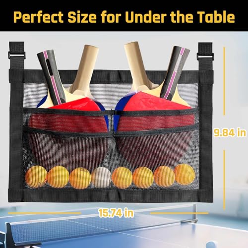Ping Pong Paddle Holder,Under Table Ping Pong Racket and Ball Rack Organizer,Hanging Mesh Bag for Table Tennis Accessories Storage.and Organization