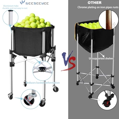 Retractable Tennis Ball Hopper Holds 180 Balls, Upgraded Tennis Ball Basket, Easy to Use Without Installation for Tennis Training and Teaching