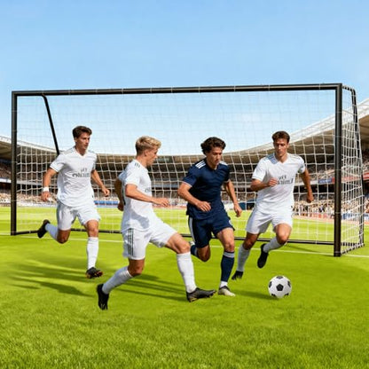 NAIZEA Soccer Goals - 24x8/21x7/18x7/12x6/16x7/10x6/8x6/6x4FT Soccer Goals for Backyard Training- Portable Metal Soccer Net for Youth & Adults - Heavy Duty Steel for Indoor Outdoor Games & Practice - size: 21ft x 7ft, style: Trainer-Black/Steel