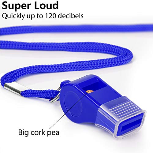 Fya Whistle with Lanyard and Mouth Grip, Super Loud Sports Whistles, Perfect for Coaches, Referees, Emergency, Lifeguard, Survival, Outdoor - color: Blue