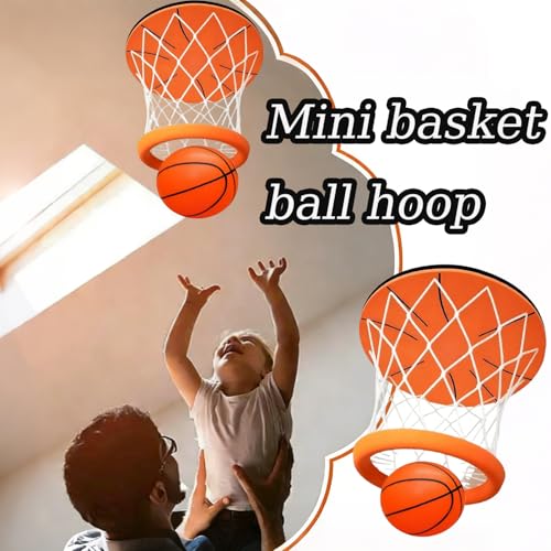 Mini Basketball Hoop, Indoo Ceiling Basketball Hoop, Funny Wall Mount Basketball Game with Ball and Pump for Kids and Adults, Great for Home, Dorms, Offices, and Gifts, No Assembling