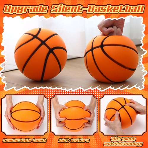 Vinsot 2 Pcs Silent Basketball Size 3 (7 Inches) Grooved Foam Indoor Basketball Soundless Quiet Dribbling Indoor Training Higher Bounce Noiseless for Kids Youth Sport Game Gift