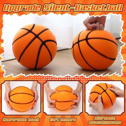 Vinsot 2 Pcs Silent Basketball Size 3 (7 Inches) Grooved Foam Indoor Basketball Soundless Quiet Dribbling Indoor Training Higher Bounce Noiseless for Kids Youth Sport Game Gift