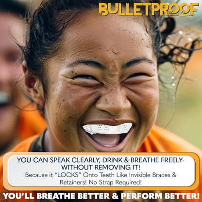 Bulletproof MMA Boxing Mouth Guard is 3X Stronger! Fighting Mouthguard Martial Arts Mouthpiece Karate Muay Thai Taekwondo Sparing Wrestling BJJ Jiu Jitsu Mouth Piece Men Women Adult Youth - color: Clean White, size: FIGHTING