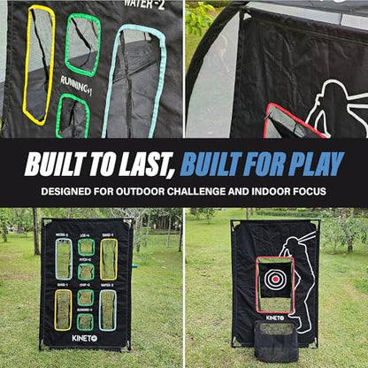 Kineto Training Set – Golf Swing Net, 8-Zone Chipping Target, Baseball Pitch Trainer – Durable, Portable, Tool-Free net for Backyard or Indoor use - size: 2 in 1