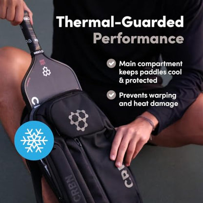 CRBN Pickleball Sling Bag - Pro Team Pickleball Bag - Water-Resistant Pickleball Paddle Bag Holds 3 Paddles, Balls & More - color: Grey