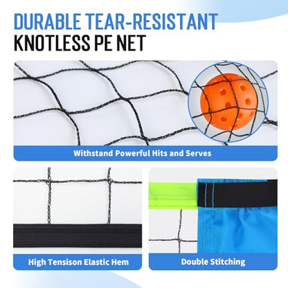 Mini Pickleball Net for Beginners Pros, Half Court Small Size Portable Pickleball Net for Driveway Backyard Outdoor Indoor with 3 Pickleballs Carry Bag, Chalk (Blue, 5ft)