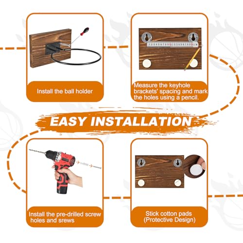 Wall Mounted Basketball Hoops, Made of Solid Wood and Metal, can be Easily Installed, Suitable for Basketball, Soccer, Soccer Display Unit Storage
