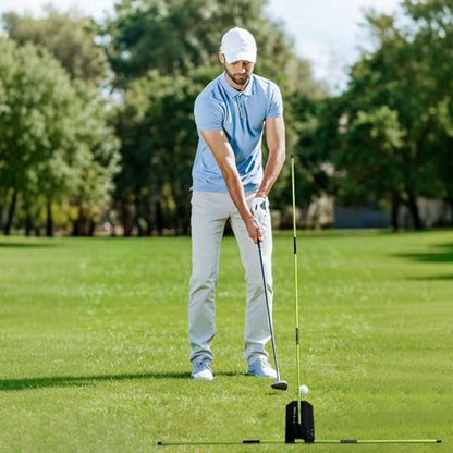 Golf Alignment Stick Trainer with Adjustable Swing Plane Guide, Full Swing Correction Training Aid for Men Women Beginners, Indoor Outdoor Golf Practice Tool
