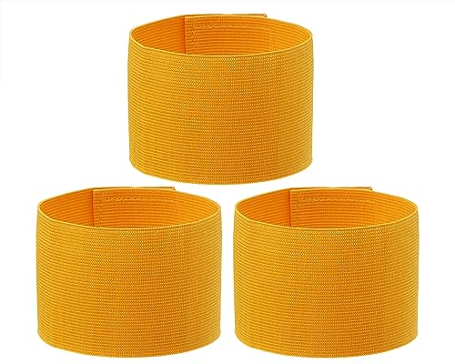 ONLYKXY 3PCS Captain Armbands 7x32.5CM/2.75x12.79inch Adjustable Leader Armband Team Sport Armband for Soccer Basketball Volleyball School Team Competition Coach Players Wrist Arm Bands - color: Dark Yellow