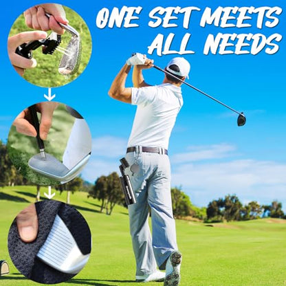 Pro Golf Club Cleaner Brush with Golf Groove Sharpener Tool Golf Towel, Golf Water Brush with Large Capacity Bottle & Retractable Clip-Holds 6.8oz of Water, Golf Accessories for Men Women