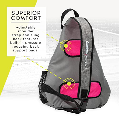 Franklin Sports Pickleball Bags - Sling Bag Backpack for Gear + Equipment - Men + Women - Holds Paddles, Balls + Accessories - color: Gray/Pink