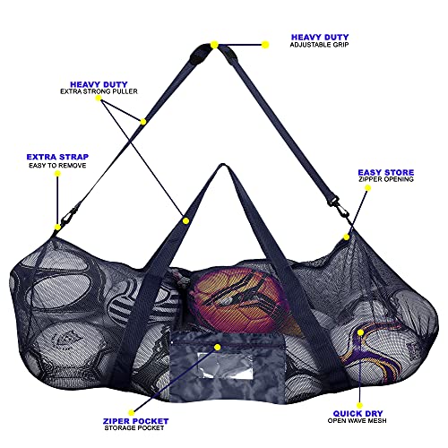 Athllete Extra-Large Heavy-Duty Soccer Ball Bag (34” X 24”) with Shoulder Strap, Basketball Duffel Bag, Mesh Bags with Drawstrings, Heavy Duty Ball Bag, Ball Bags, Dive Bag, Sports Equipment Bag