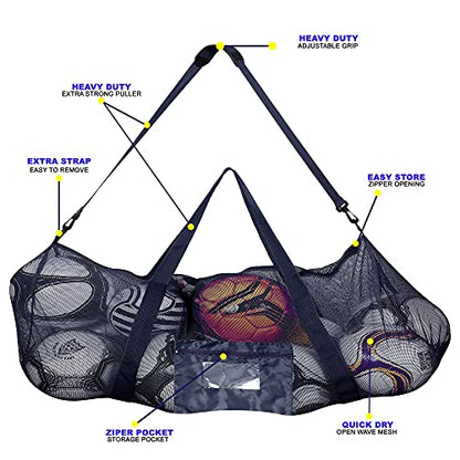 Athllete Extra-Large Heavy-Duty Soccer Ball Bag (34” X 24”) with Shoulder Strap, Basketball Duffel Bag, Mesh Bags with Drawstrings, Heavy Duty Ball Bag, Ball Bags, Dive Bag, Sports Equipment Bag