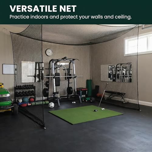 Golf Net for Hitting Practice, 10Ft to 50Ft Golf Ball Netting with 33Ft Hanging Nylon Rope,Also Use as Baseball, Hockey, Soccer, LAX Sport Net,Indoor and Outdoor.
