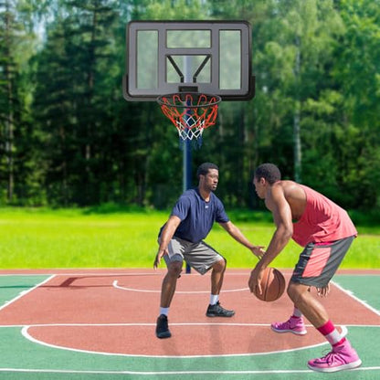 Basketball Backboard and Rim Combo, 44'' Indoor Outdoor Pole Mount Basket Ball Hoop, Wall Mounted Basketball Hoops PET Backboard and Rims Competition Combo Durable Rims All-Weather Net