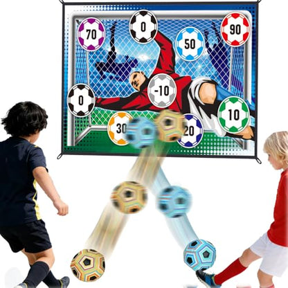 Kids Soccer Ball Target Game Set, Indoor Outdoor Sticky Soccer Game with 2 Soft Balls, 150x100cm Large Soccer Shooting Target, Fun Sports Toy Gift for Boys Girls Ages 3+ Backyard Yard Lawn Party Play