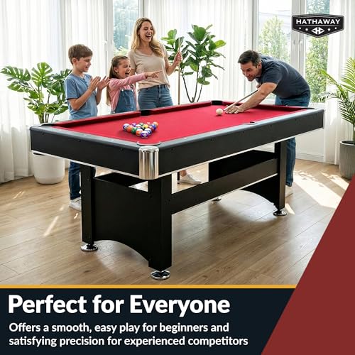 Hathaway Spartan 6 Ft Pool Table, with Ping Pong Multi Game Combo Tables for Family Recreation Game Rooms - Includes Billiard Balls, Cues, Paddles, Brush & More