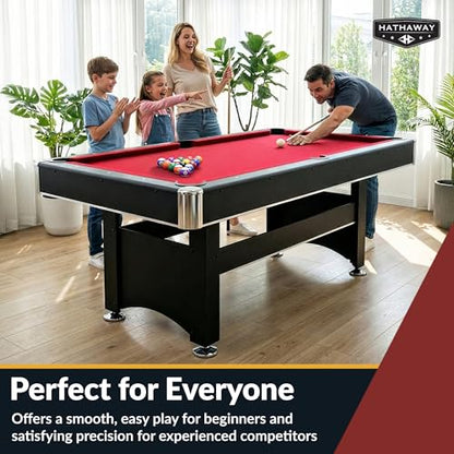 Hathaway Spartan 6 Ft Pool Table, with Ping Pong Multi Game Combo Tables for Family Recreation Game Rooms - Includes Billiard Balls, Cues, Paddles, Brush & More