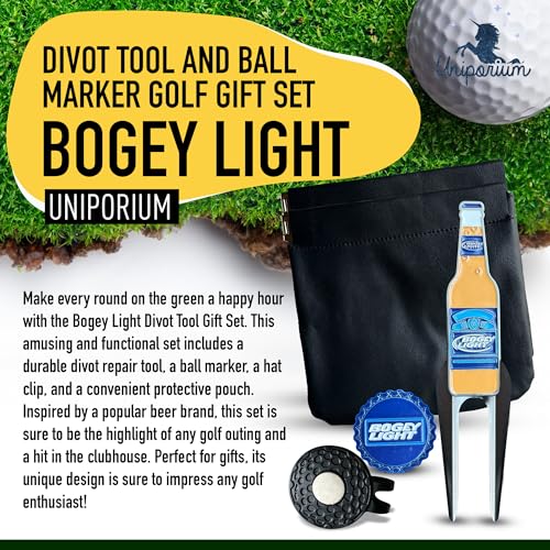 Golf Divot Tool Gift Set – Magnetic Divot Tool, Ball Marker, Hat Clip, & Case Made in USA from Durable Rust-Free Material for Easy Ball Marking, Repairing Divots, and Perfect Golf Gifts - color: Bogey Lite