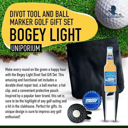 Golf Divot Tool Gift Set – Magnetic Divot Tool, Ball Marker, Hat Clip, & Case Made in USA from Durable Rust-Free Material for Easy Ball Marking, Repairing Divots, and Perfect Golf Gifts - color: Bogey Lite
