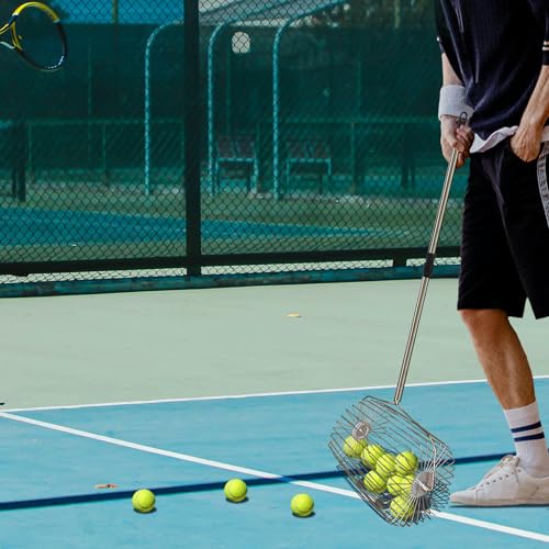 Portable Tennis Ball Picker Upper, Retractable Stainless Steel Collector Multifunction Retriever for Tennis Ball Pick Up, No Bending Needed