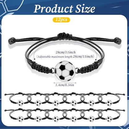 simarro 12pcs Soccer Baseball Basketball Braided Sports Bracelets, Sports Accessories Adjustable Football Inspirational Wristbands for Fans Men Women Teen Adults Team